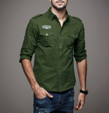 Mens Long Sleeve Shirt in Military Style