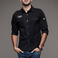 Mens Long Sleeve Shirt in Military Style