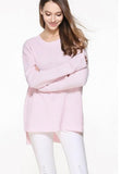Womens Relaxed Fit Round Neck Sweater in Pink