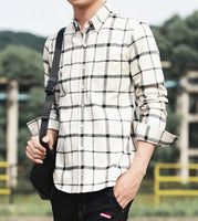 Mens Long Sleeve Checkered Cotton Shirt in Red